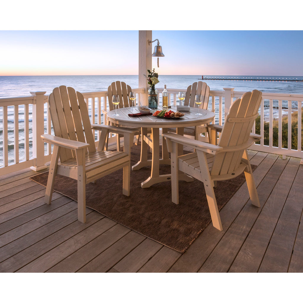 Vineyard Curveback Adirondack 5-Piece Nautical Trestle Dining Set