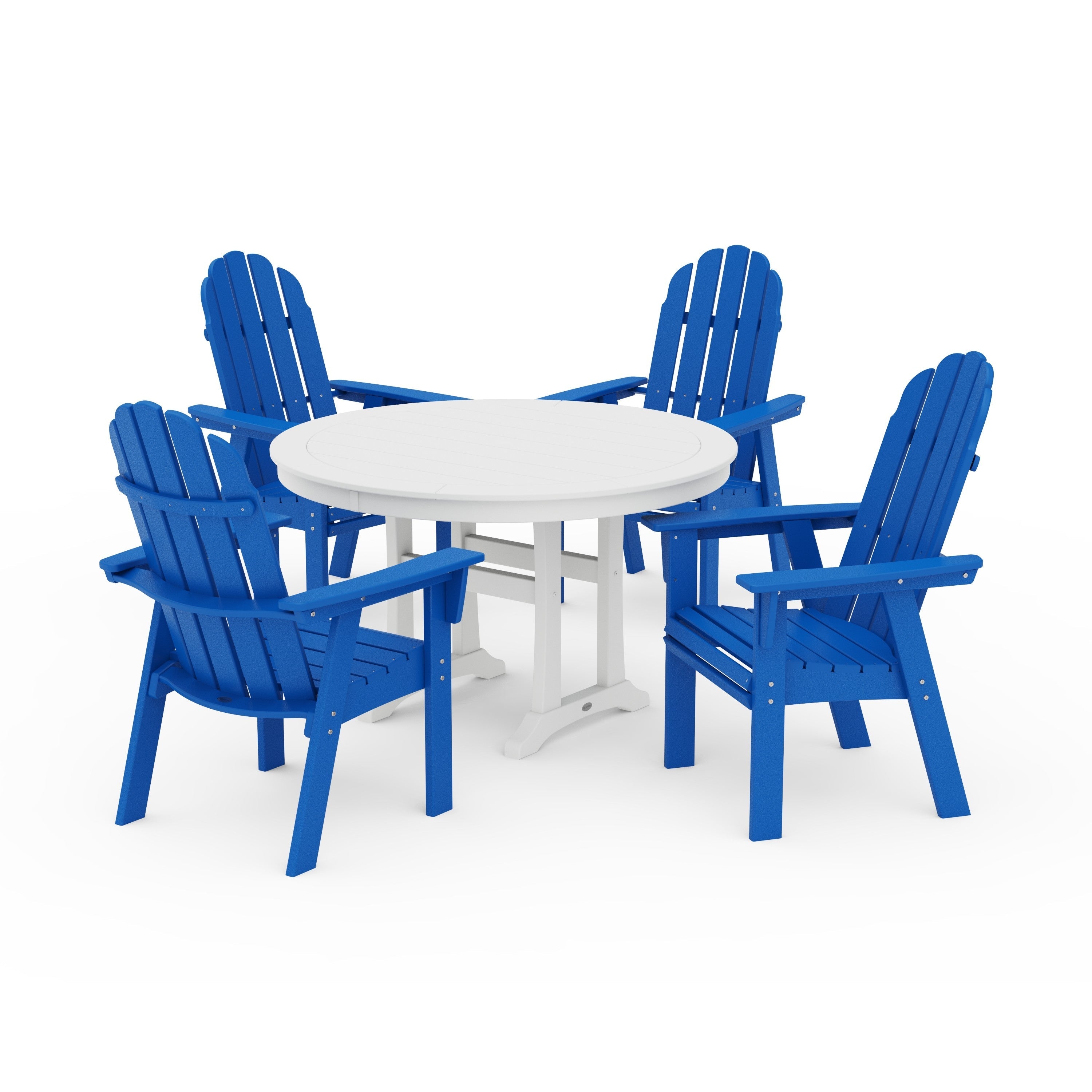 Vineyard Curveback Adirondack 5-Piece Nautical Trestle Dining Set