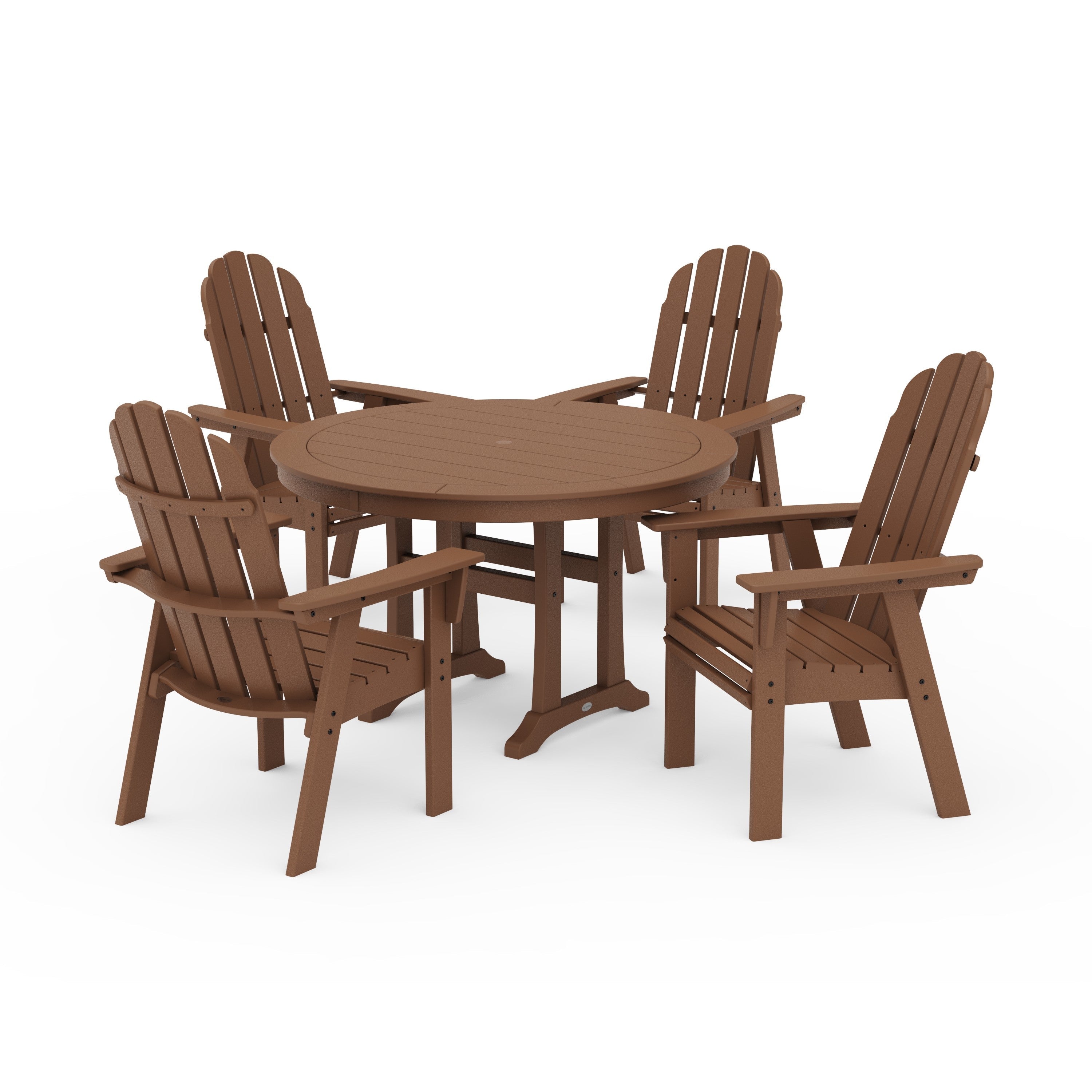 Vineyard Curveback Adirondack 5-Piece Nautical Trestle Dining Set
