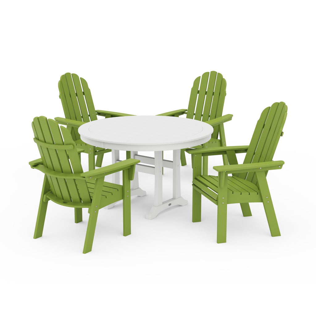 Vineyard Curveback Adirondack 5-Piece Nautical Trestle Dining Set