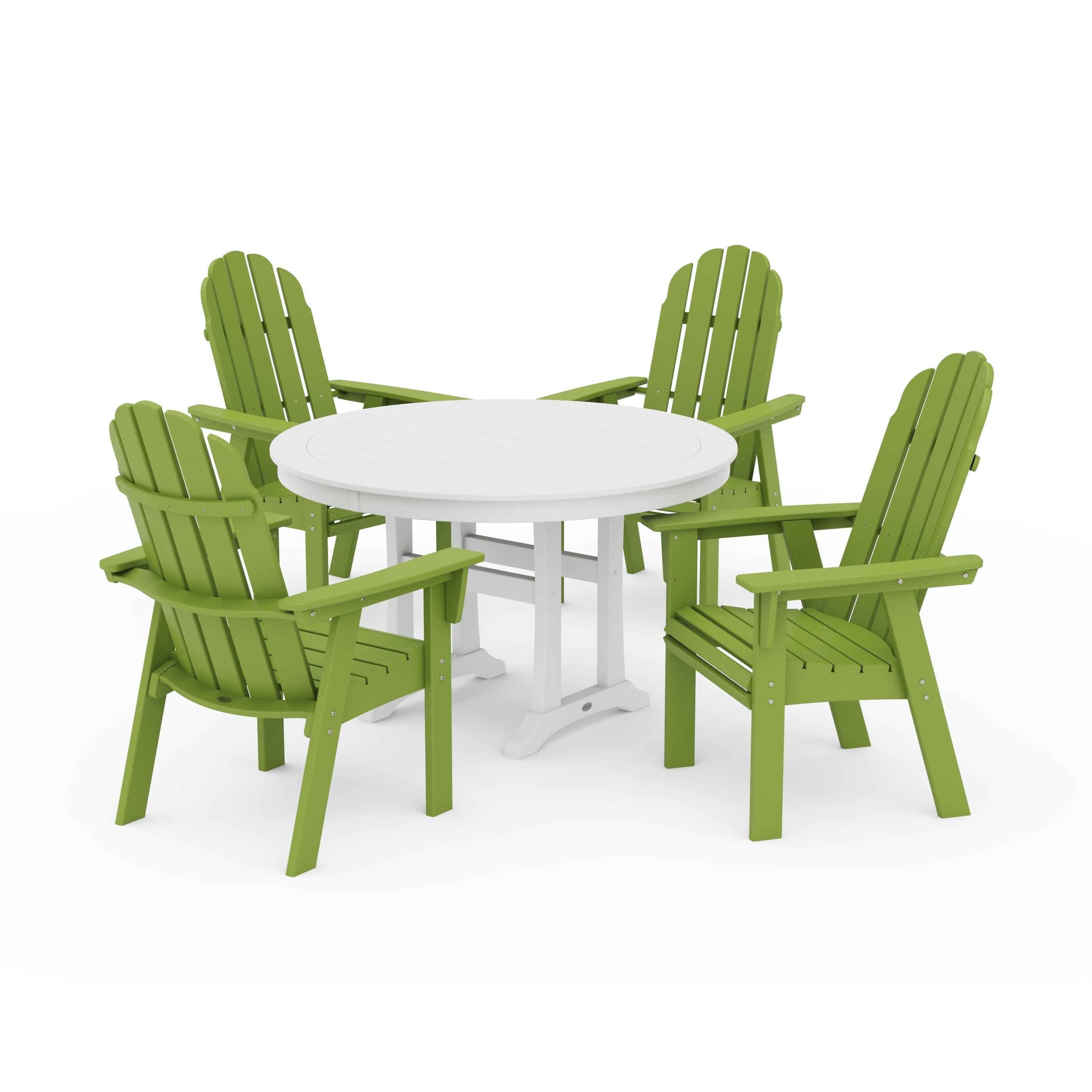 Vineyard Curveback Adirondack 5-Piece Nautical Trestle Dining Set