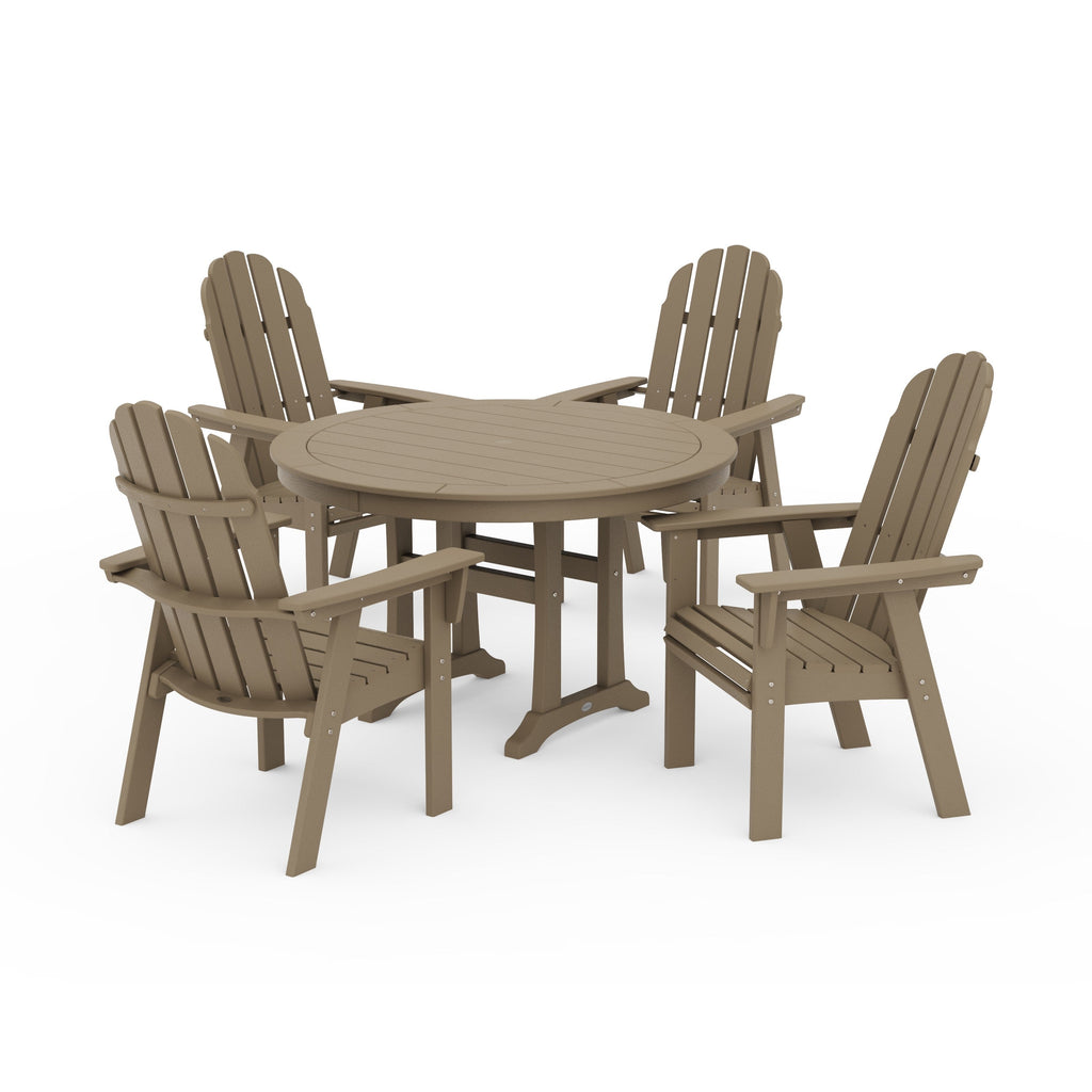 Vineyard Curveback Adirondack 5-Piece Nautical Trestle Dining Set