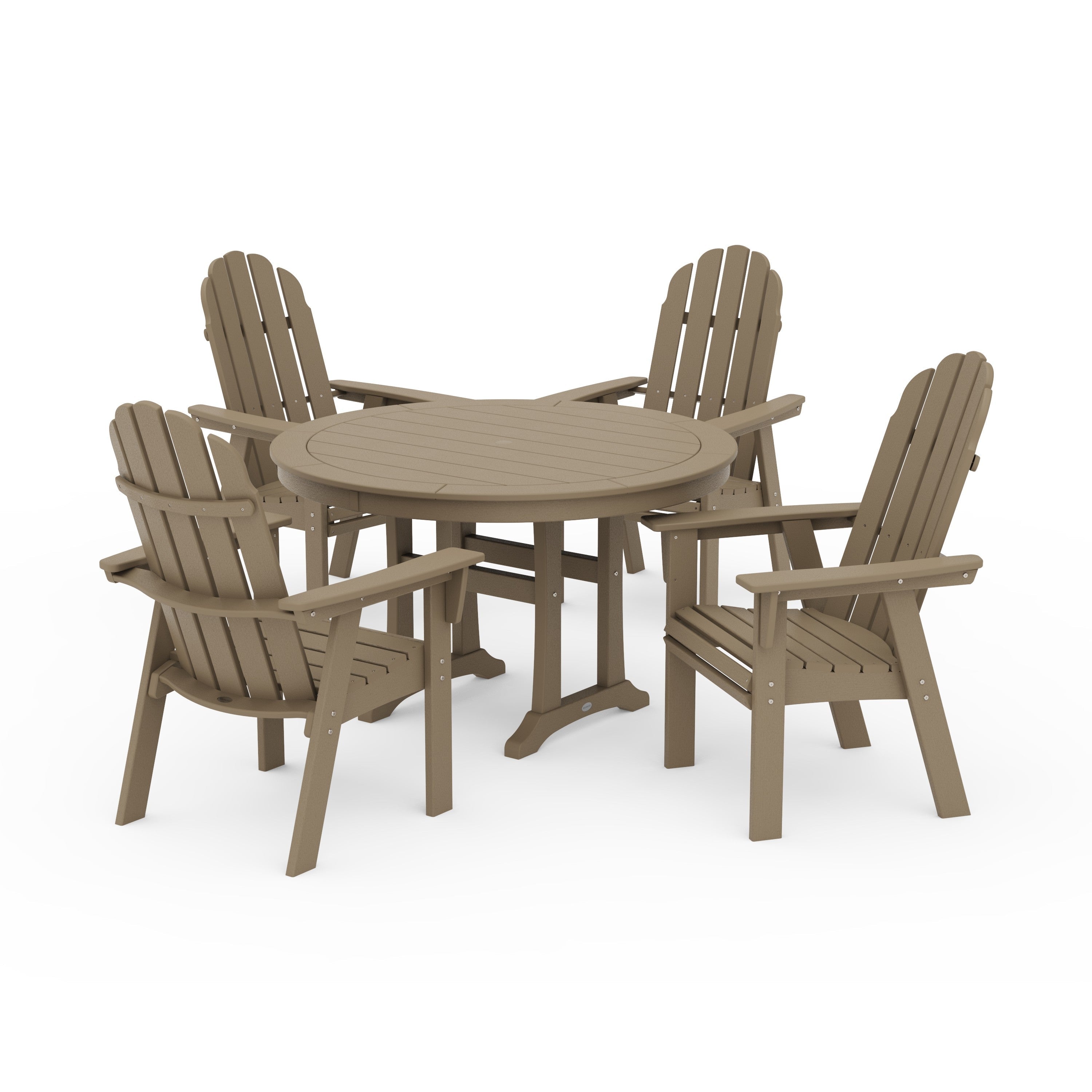 Vineyard Curveback Adirondack 5-Piece Nautical Trestle Dining Set