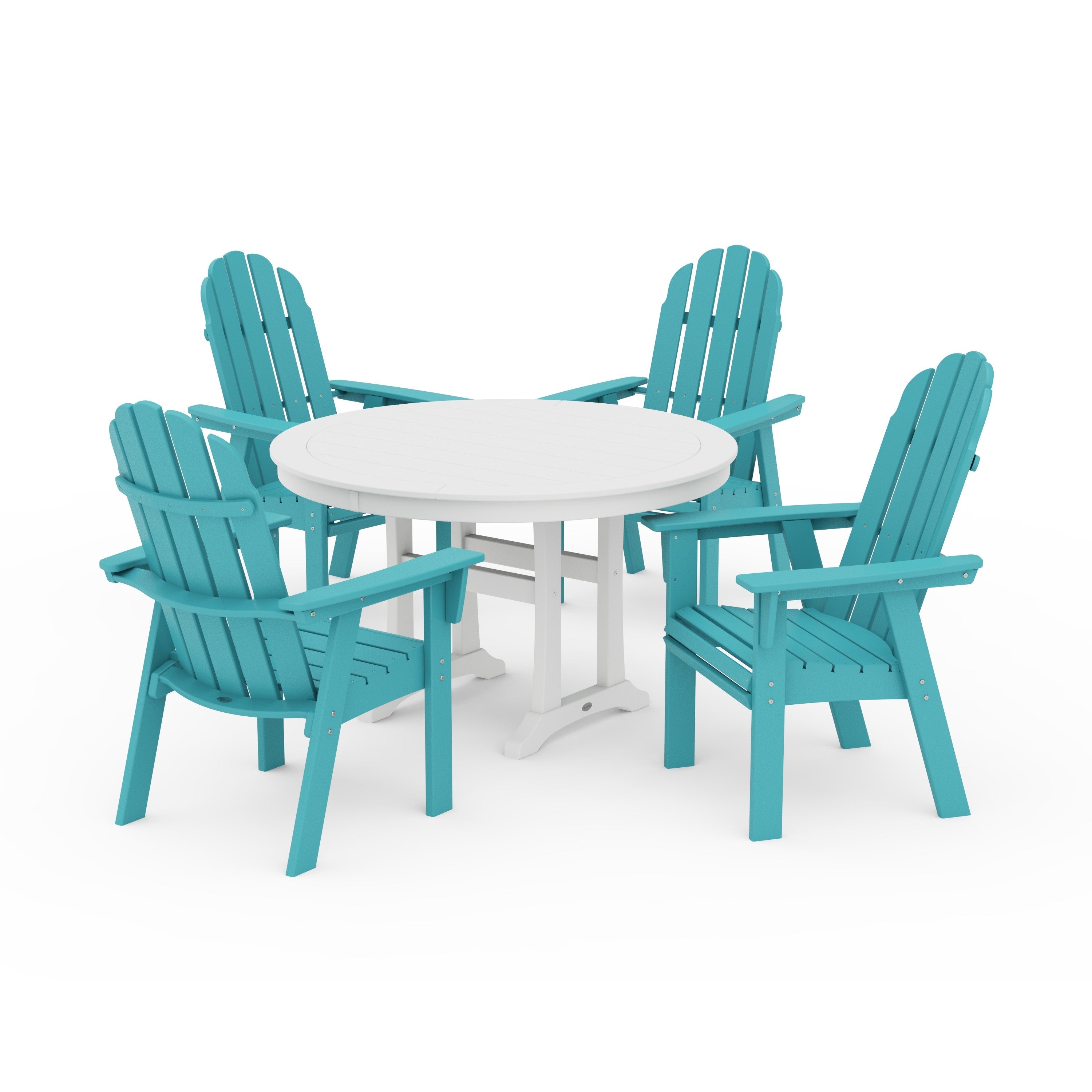 Vineyard Curveback Adirondack 5-Piece Nautical Trestle Dining Set