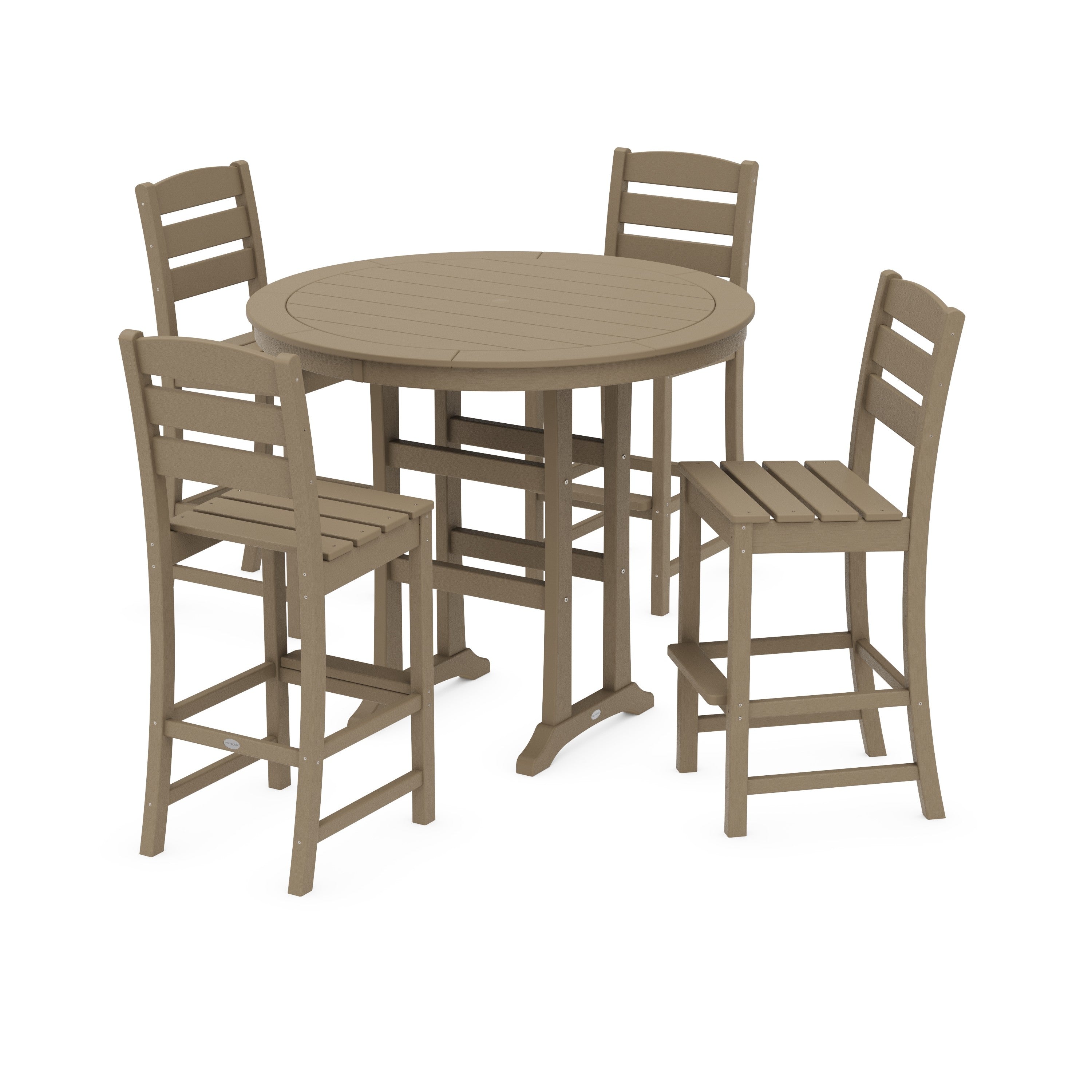Lakeside 5-Piece Round Farmhouse Side Chair Bar Set