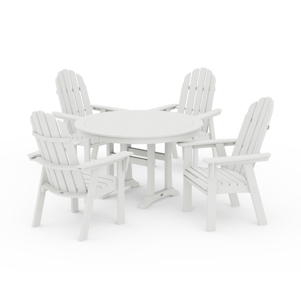 Vineyard Curveback Adirondack 5-Piece Nautical Trestle Dining Set