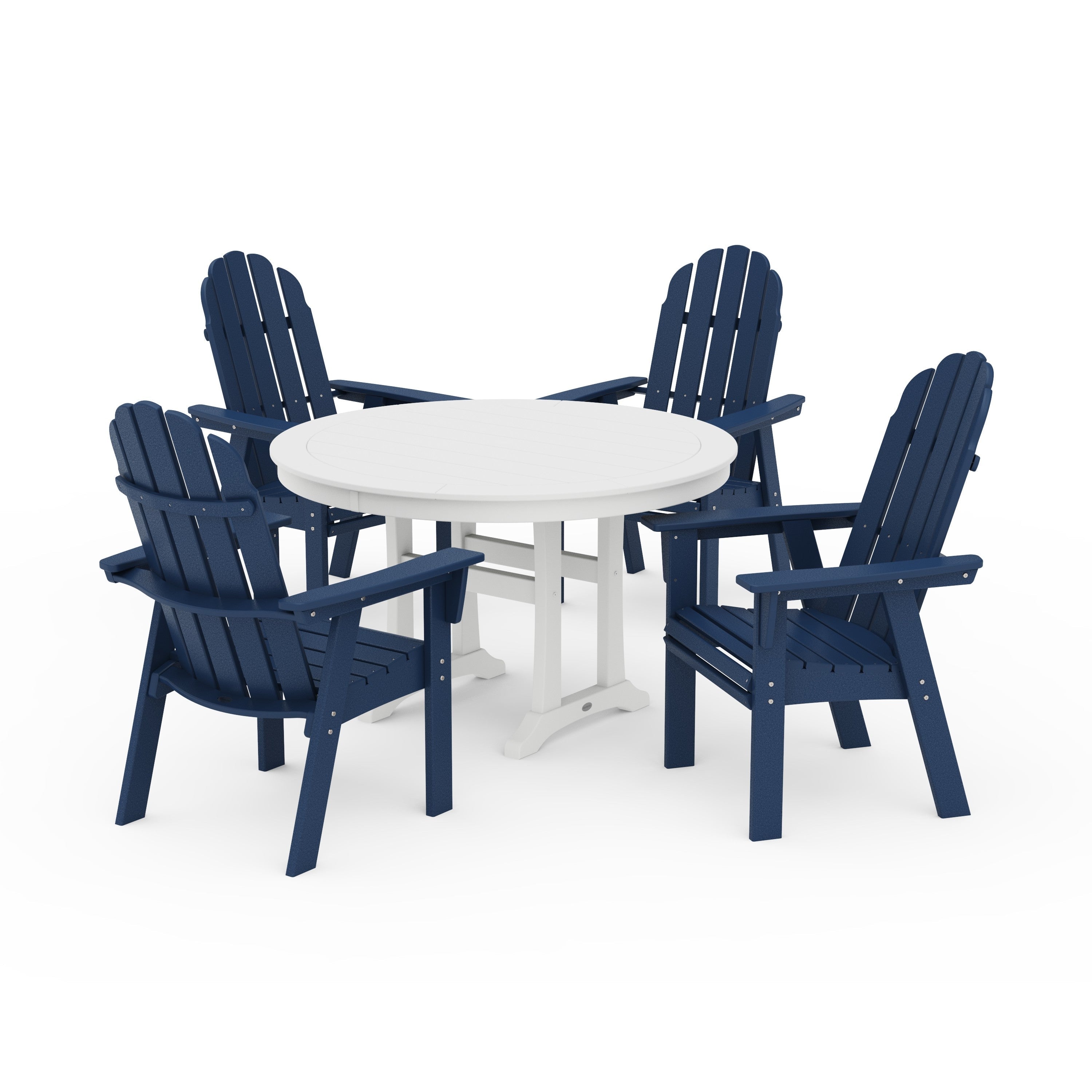 Vineyard Curveback Adirondack 5-Piece Nautical Trestle Dining Set