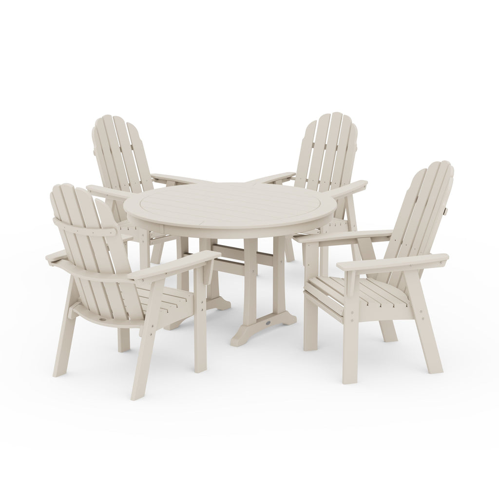 Vineyard Curveback Adirondack 5-Piece Nautical Trestle Dining Set