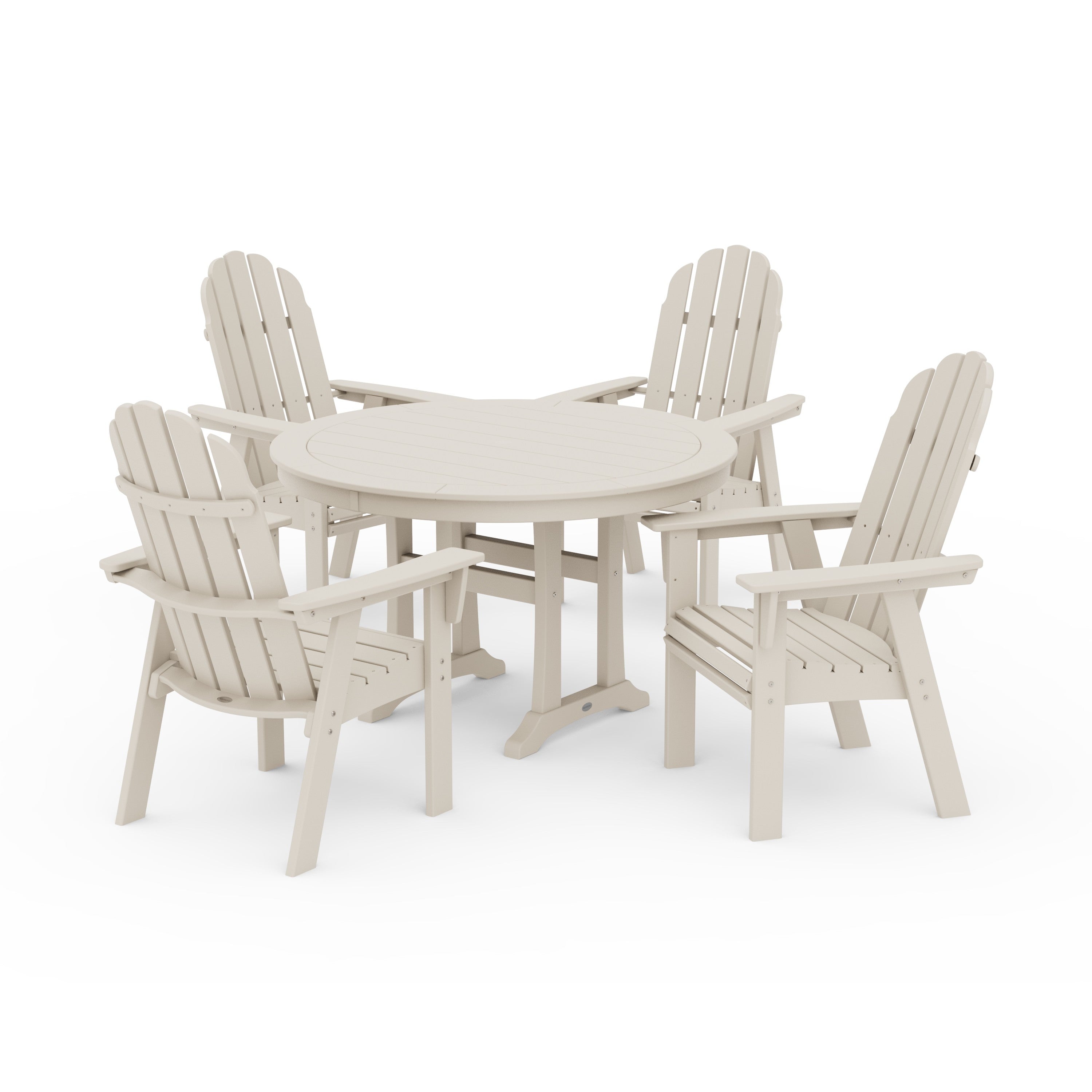 Vineyard Curveback Adirondack 5-Piece Nautical Trestle Dining Set