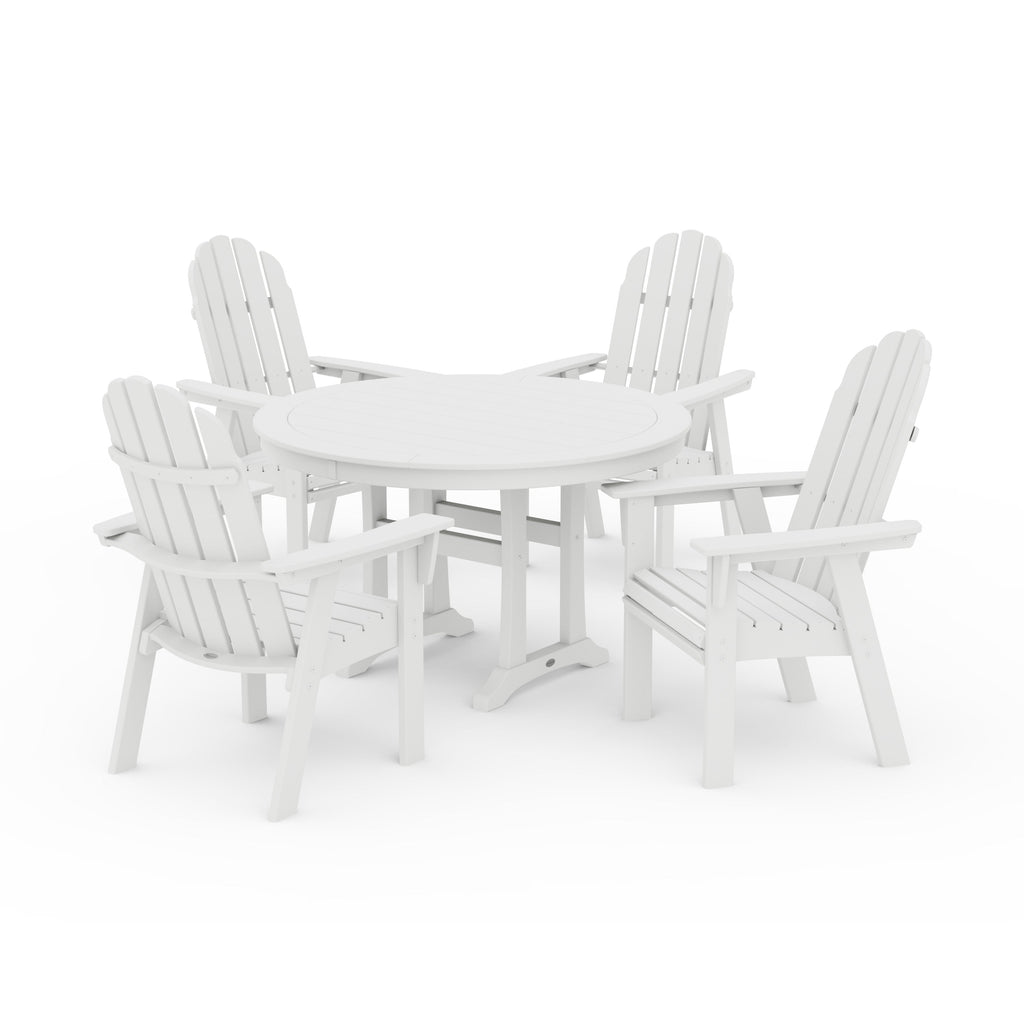 Vineyard Curveback Adirondack 5-Piece Nautical Trestle Dining Set
