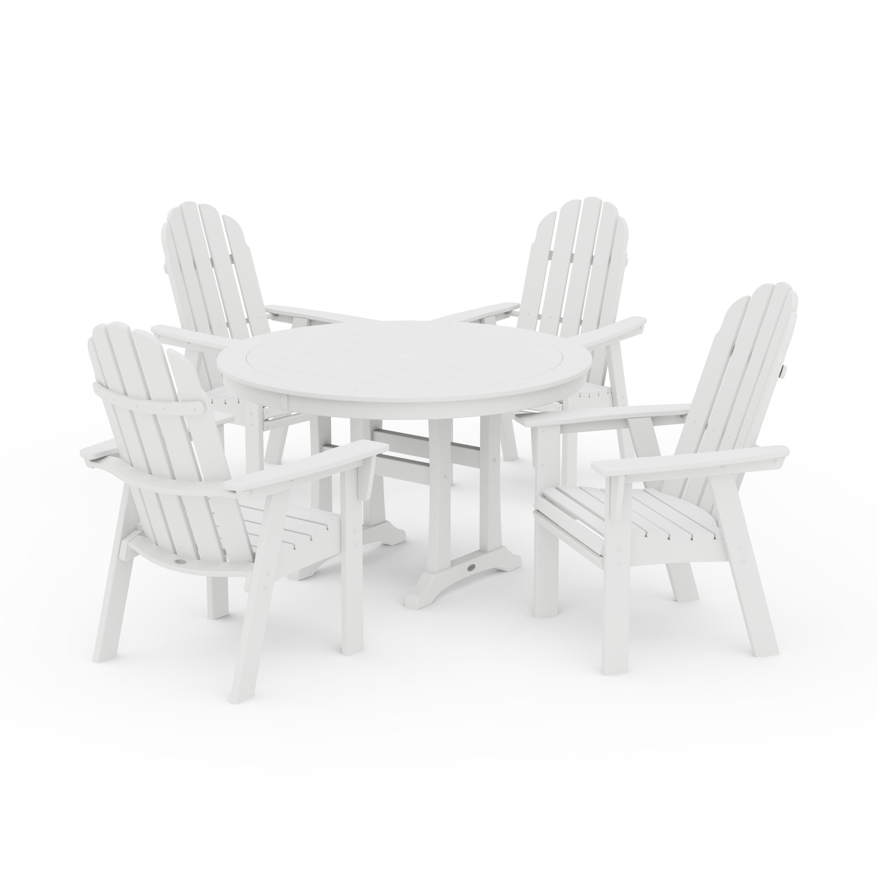 Vineyard Curveback Adirondack 5-Piece Nautical Trestle Dining Set