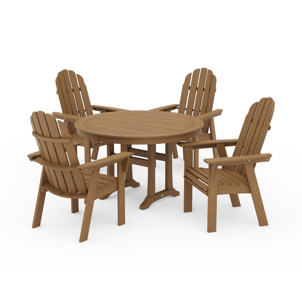 Vineyard Curveback Adirondack 5-Piece Nautical Trestle Dining Set
