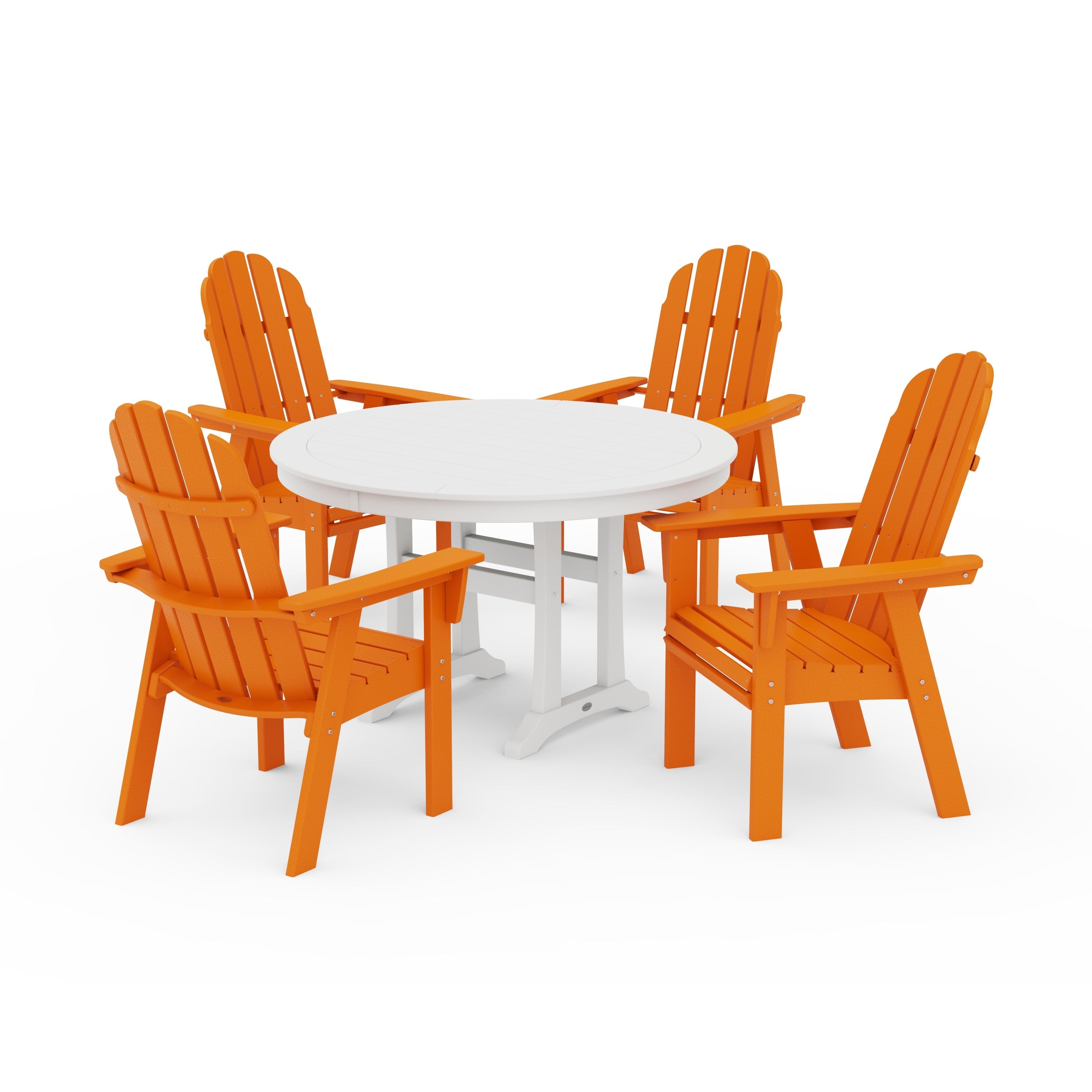 Vineyard Curveback Adirondack 5-Piece Nautical Trestle Dining Set