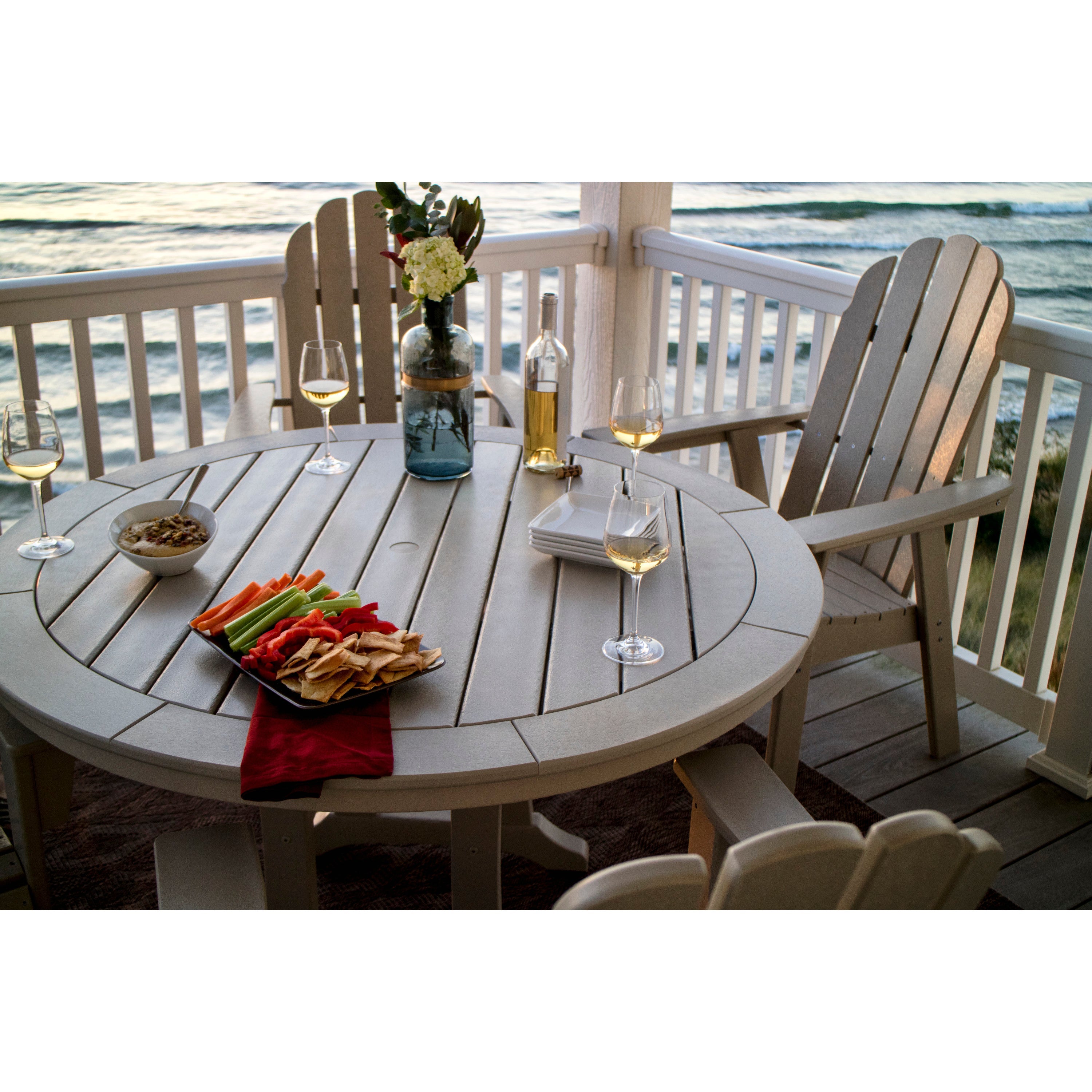 Vineyard Curveback Adirondack 5-Piece Nautical Trestle Dining Set
