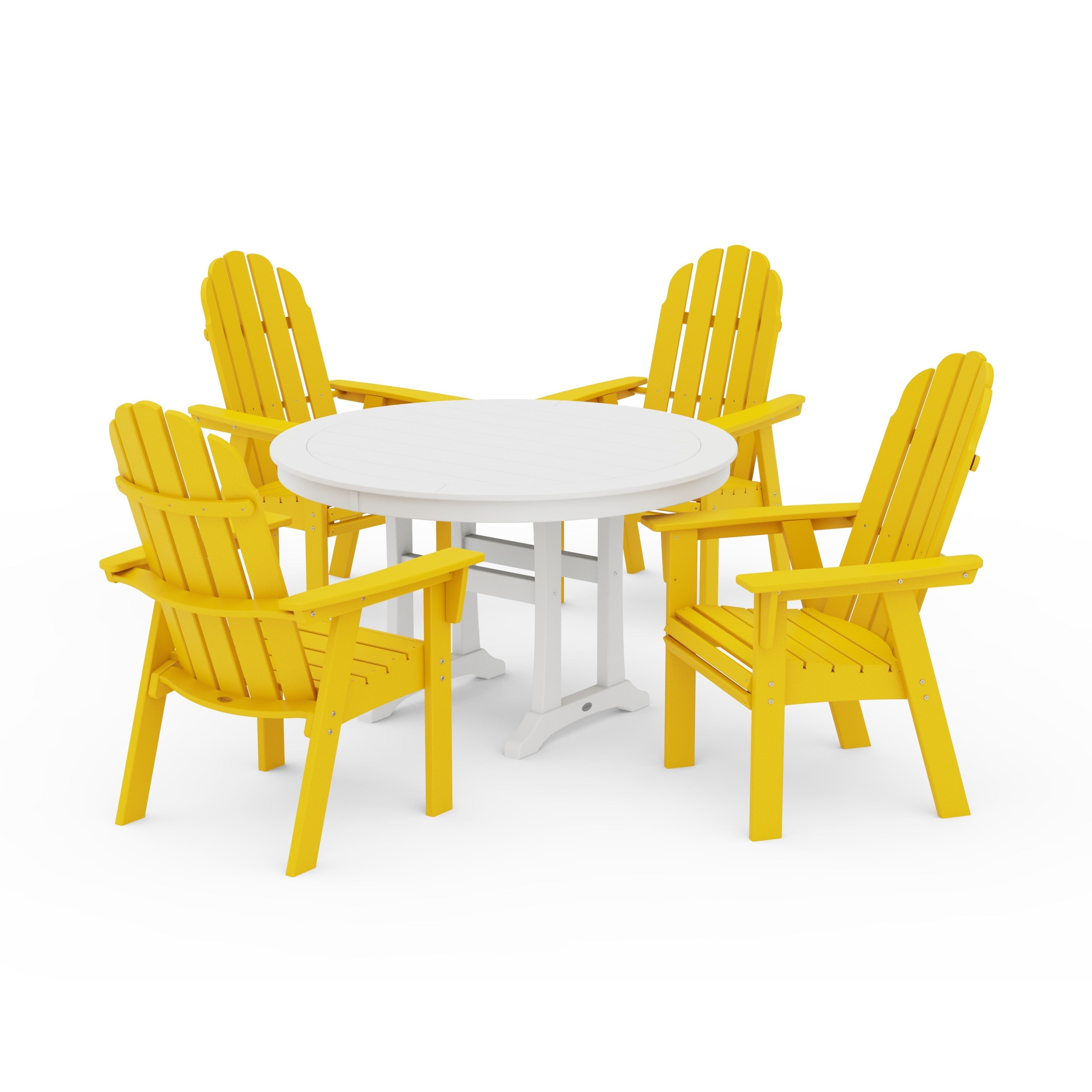 Vineyard Curveback Adirondack 5-Piece Nautical Trestle Dining Set