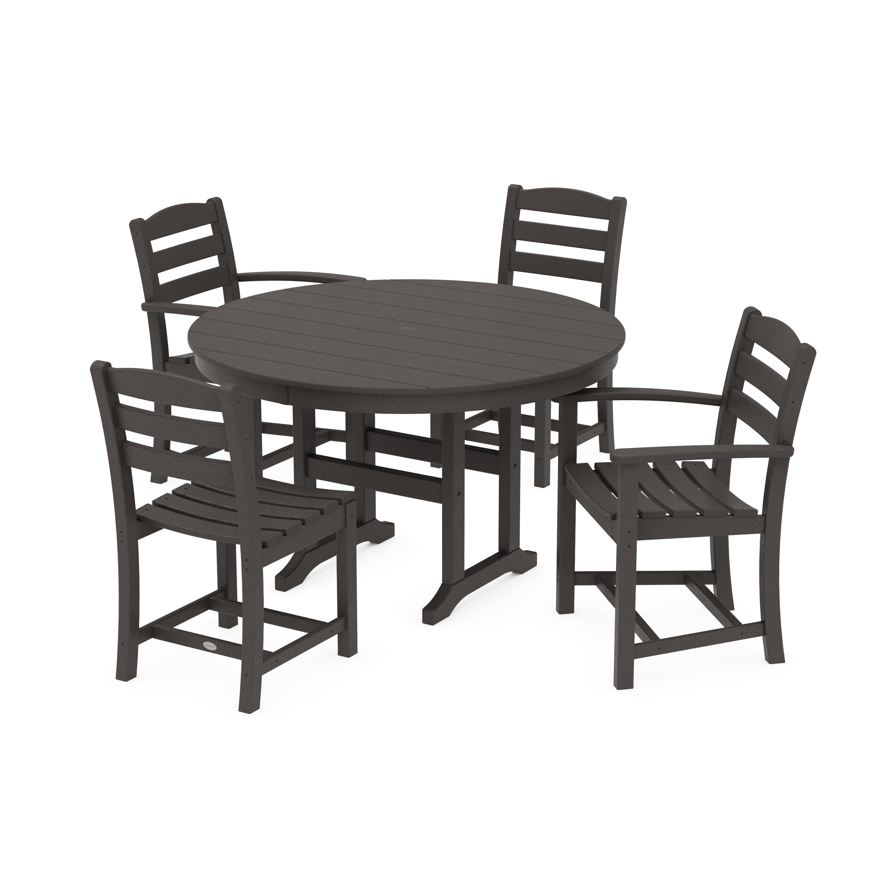 La Casa Café 5-Piece Round Farmhouse Dining Set