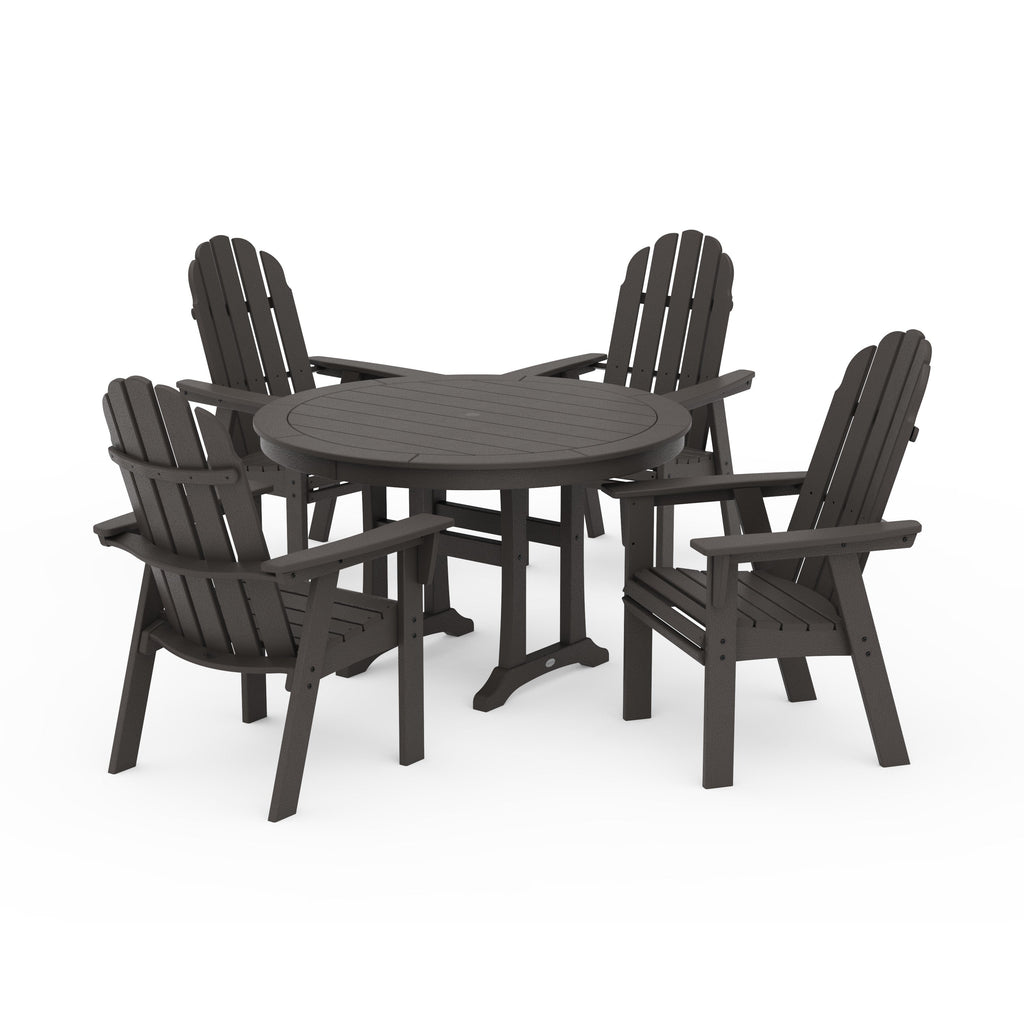 Vineyard Curveback Adirondack 5-Piece Nautical Trestle Dining Set