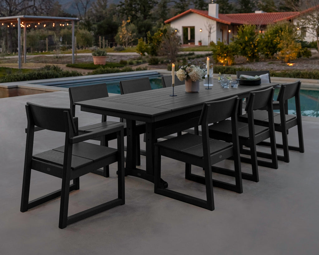EDGE 9-Piece Farmhouse Dining Set with Trestle Legs
