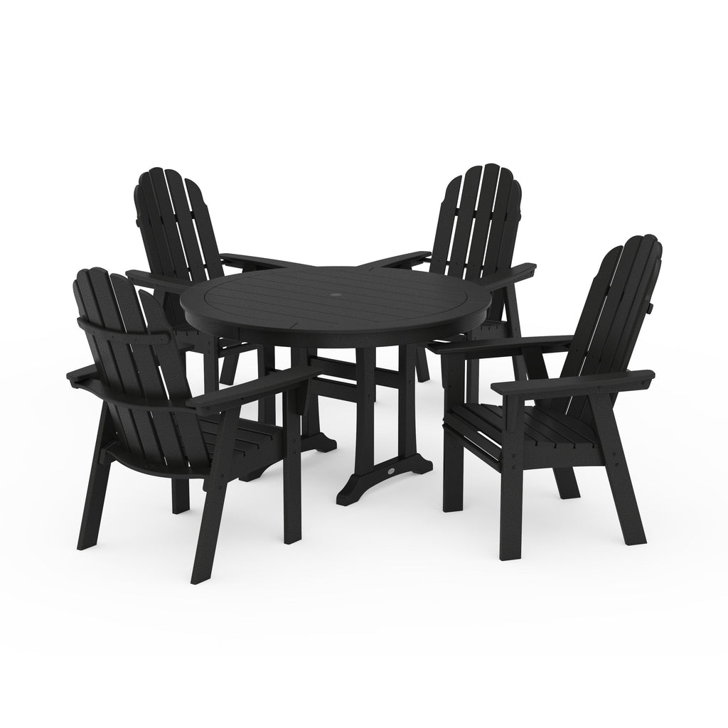 Vineyard Curveback Adirondack 5-Piece Nautical Trestle Dining Set