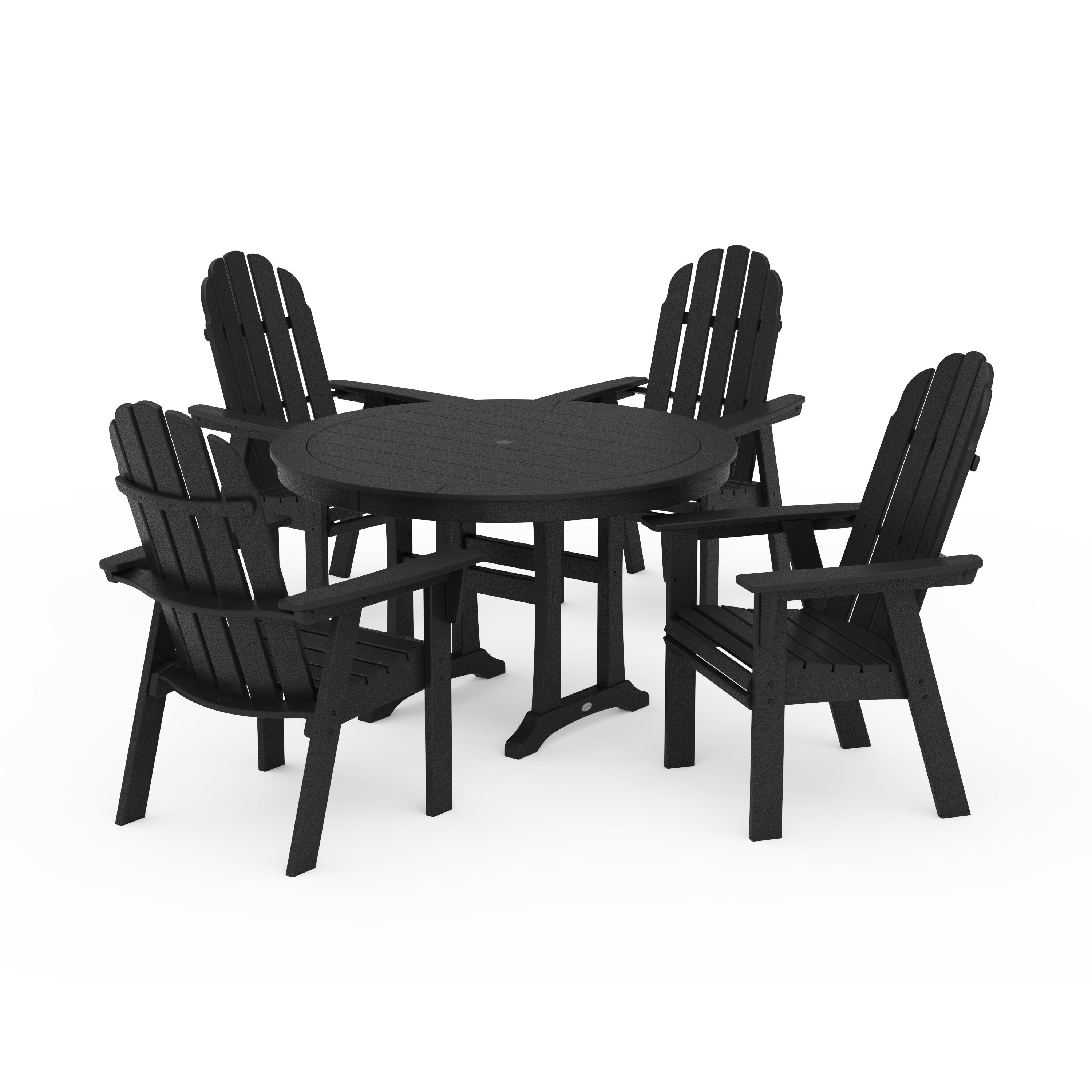 Vineyard Curveback Adirondack 5-Piece Nautical Trestle Dining Set