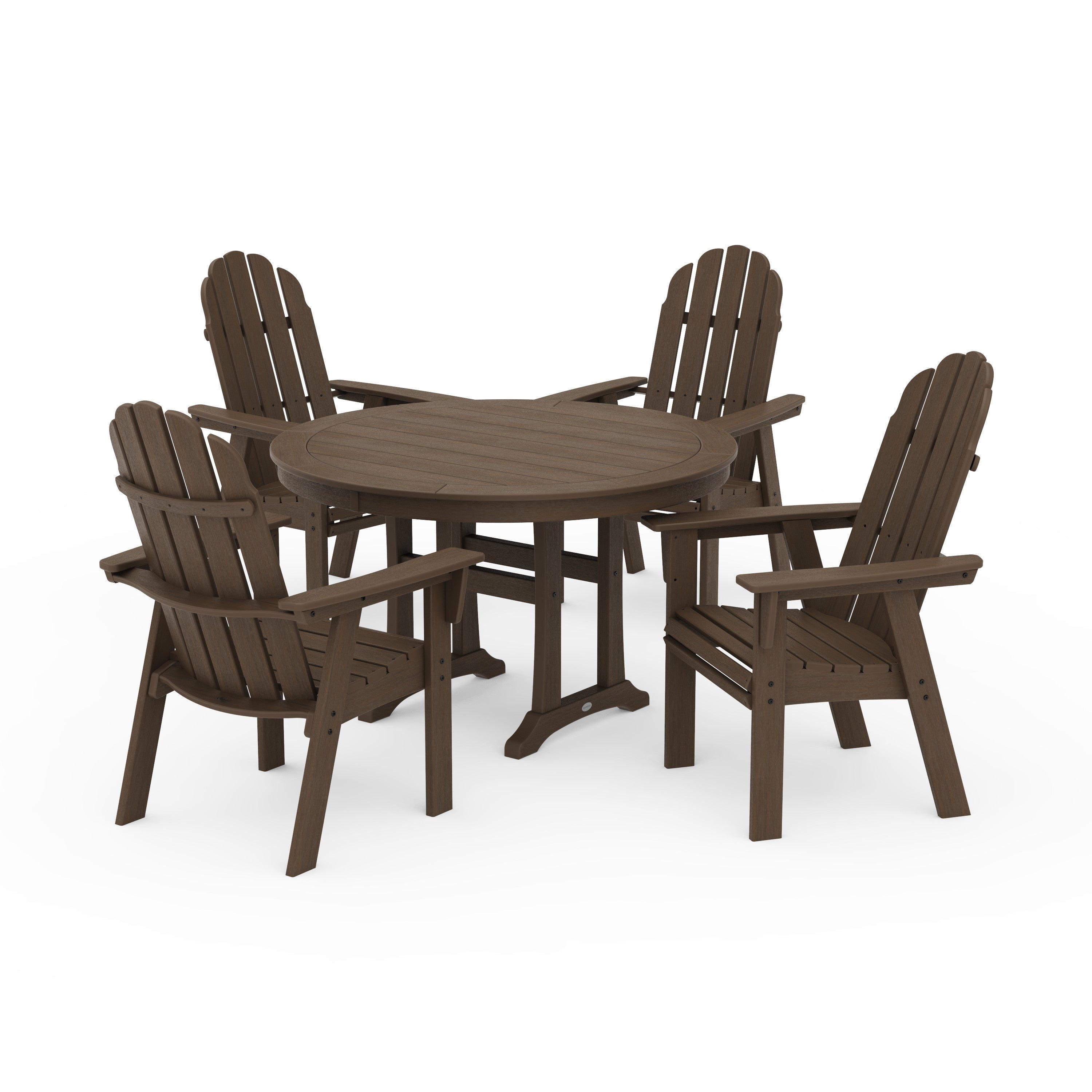 Vineyard Curveback Adirondack 5-Piece Nautical Trestle Dining Set