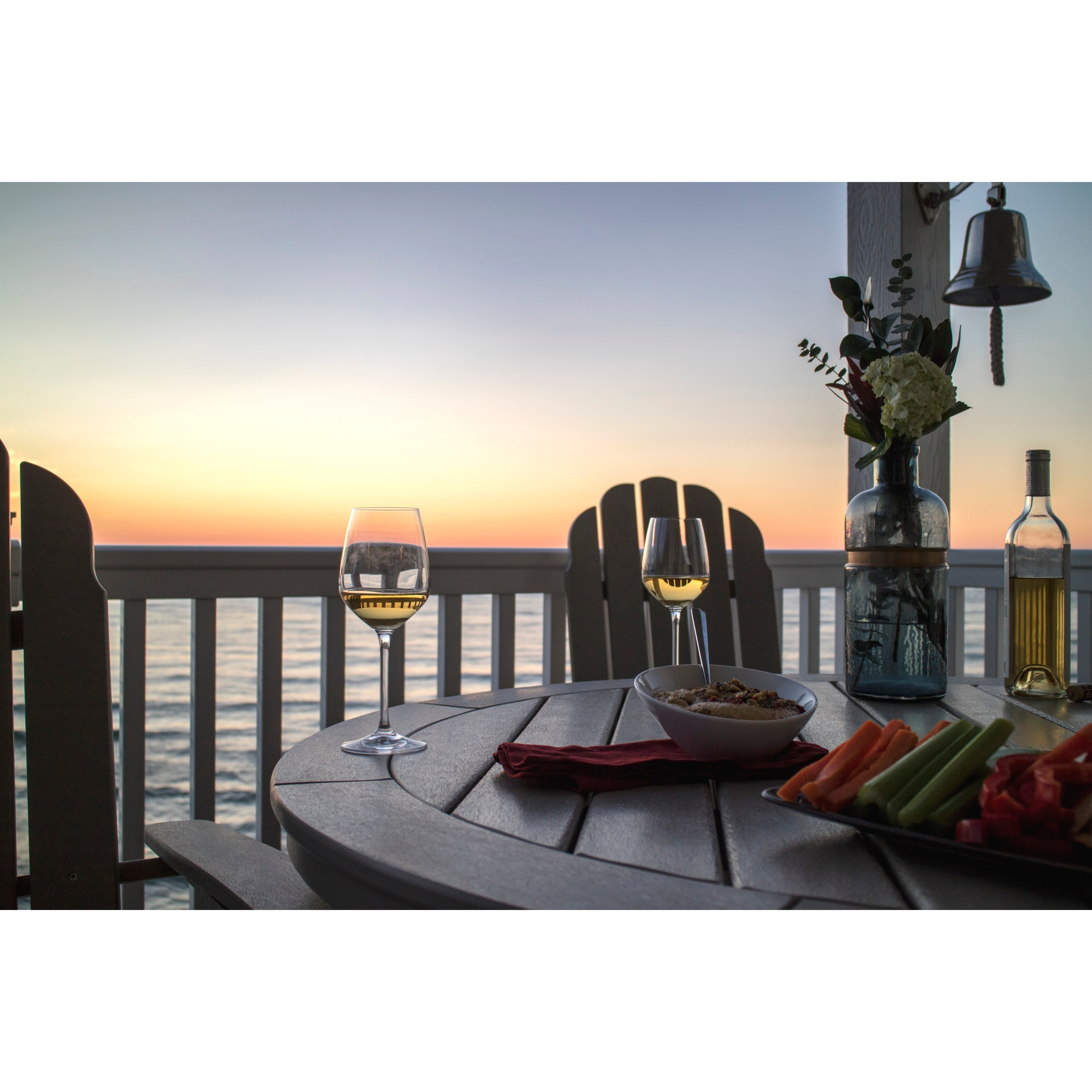 Vineyard Curveback Adirondack 5-Piece Nautical Trestle Dining Set