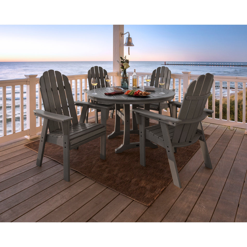 Vineyard Curveback Adirondack 5-Piece Nautical Trestle Dining Set