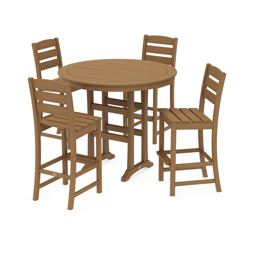Lakeside 5-Piece Round Farmhouse Side Chair Bar Set