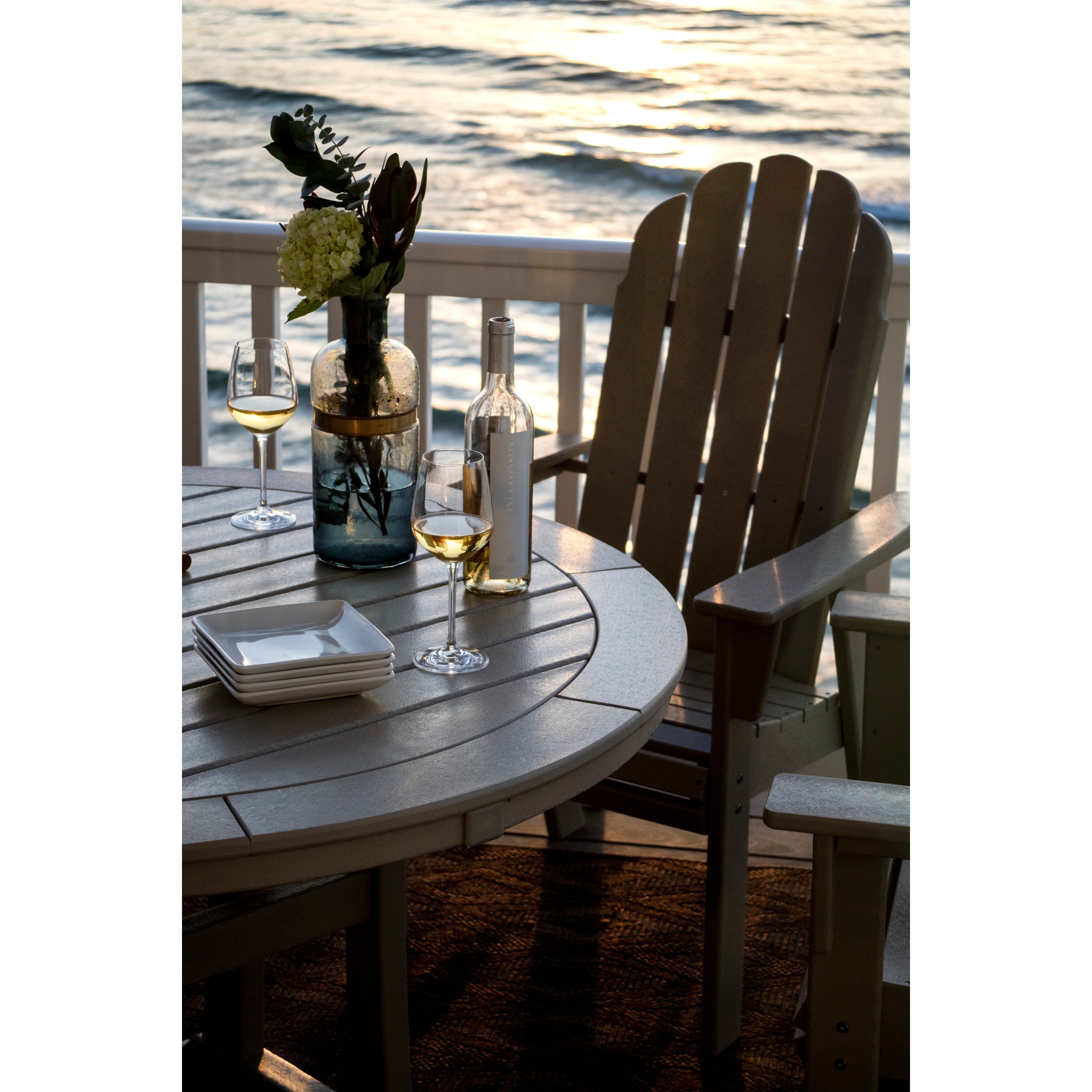 Vineyard Curveback Adirondack 5-Piece Nautical Trestle Dining Set