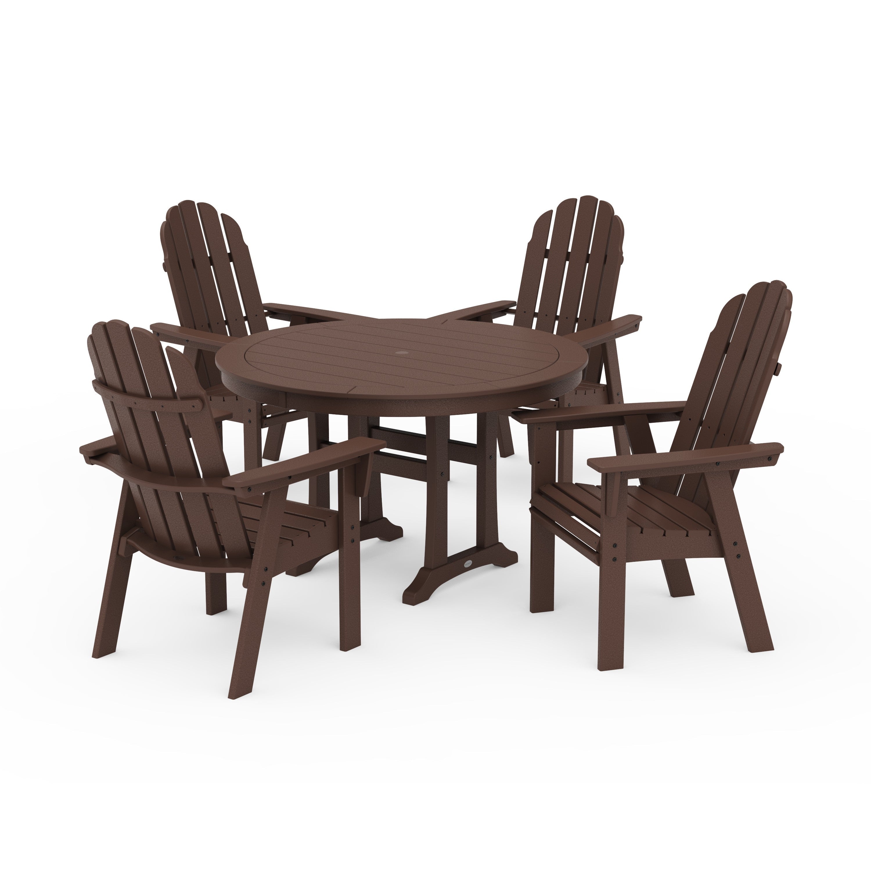 Vineyard Curveback Adirondack 5-Piece Nautical Trestle Dining Set