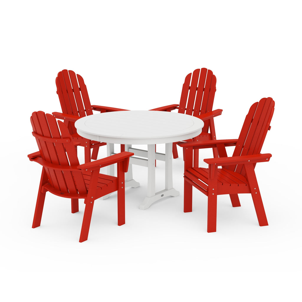 Vineyard Curveback Adirondack 5-Piece Nautical Trestle Dining Set