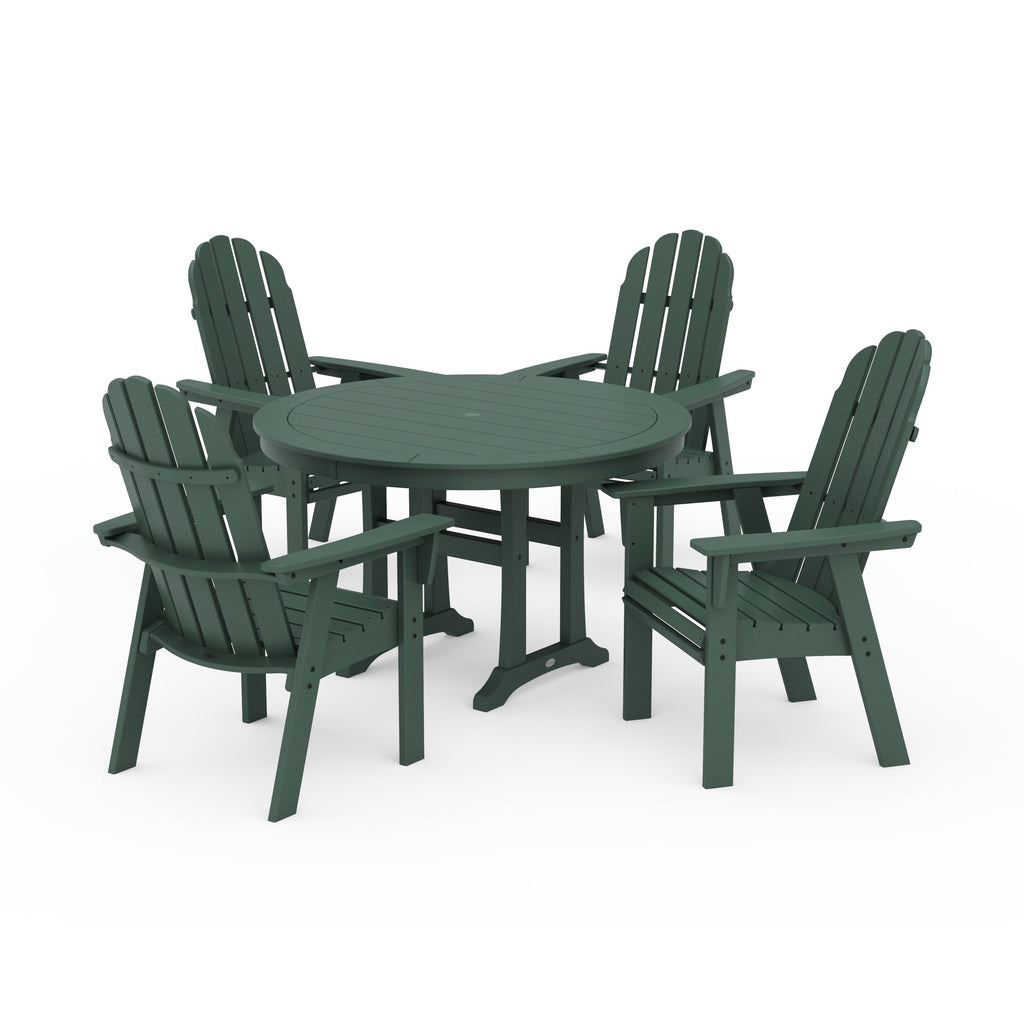Vineyard Curveback Adirondack 5-Piece Nautical Trestle Dining Set