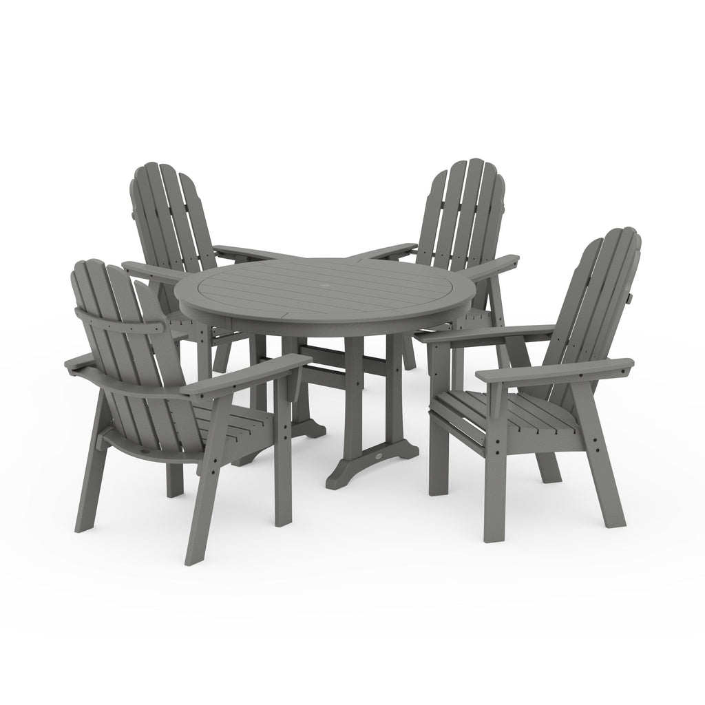 Vineyard Curveback Adirondack 5-Piece Nautical Trestle Dining Set
