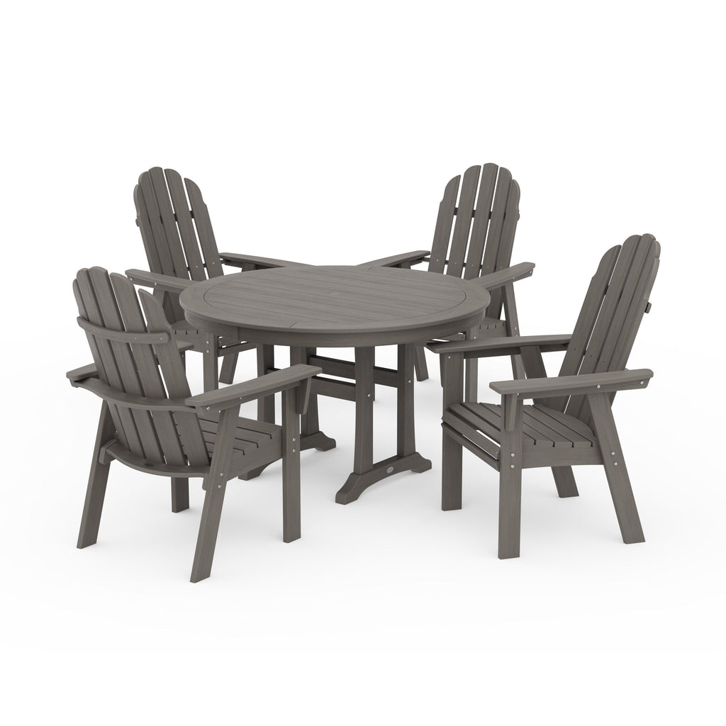 Vineyard Curveback Adirondack 5-Piece Nautical Trestle Dining Set