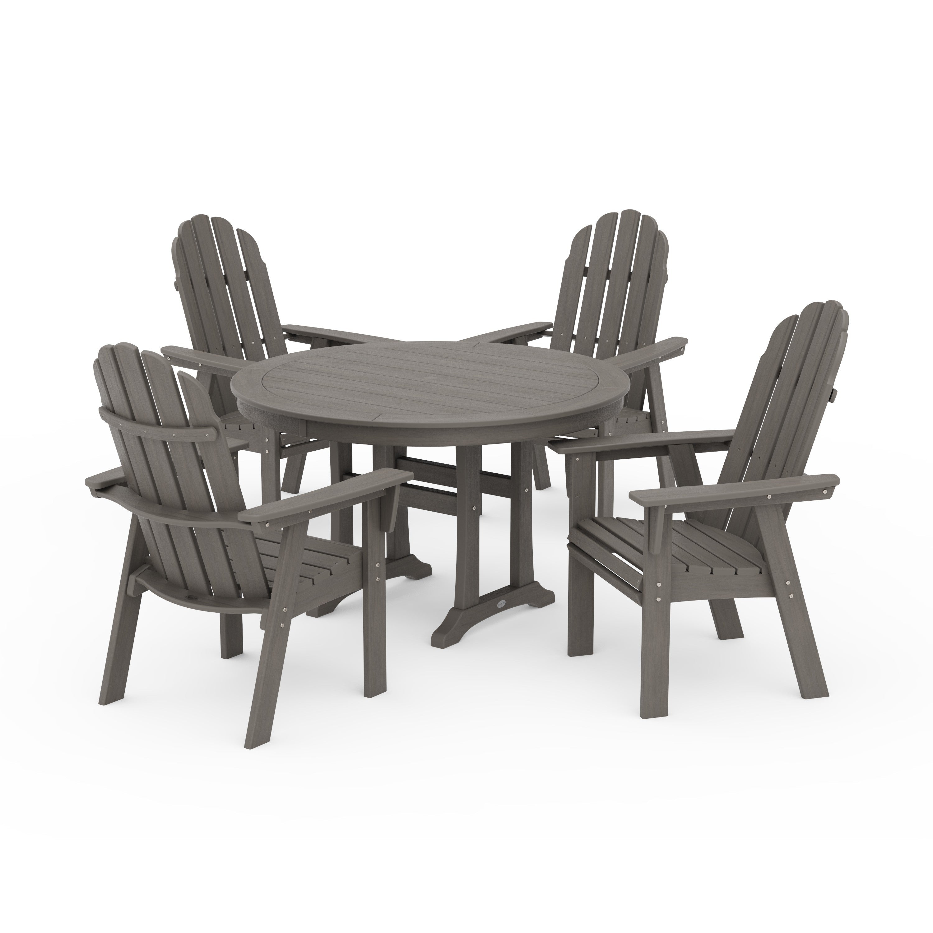 Vineyard Curveback Adirondack 5-Piece Nautical Trestle Dining Set